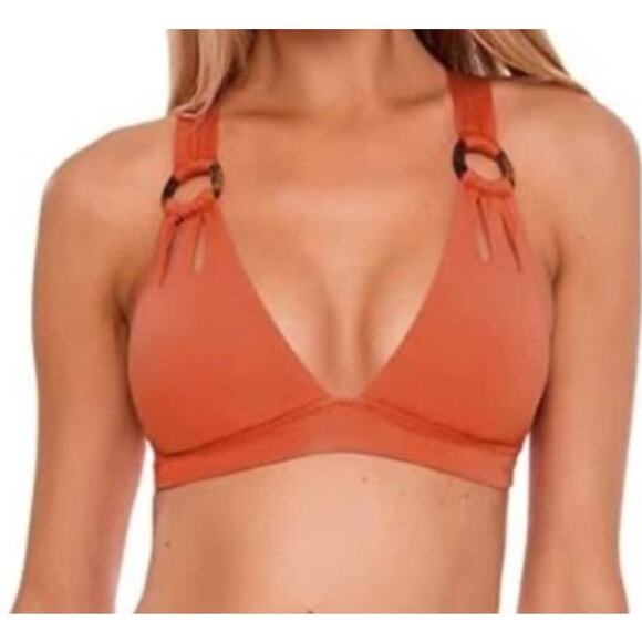 Becca Ginger Skyler Ring Halter Bikini Top S NWT - Picture 1 of 3